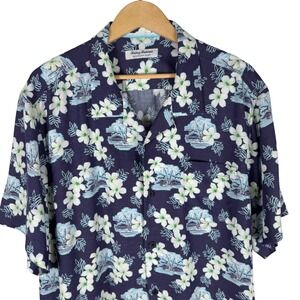 Tommy Bahama The Coconut Point Mens XXL Navy Blue Tropical Floral Camp‎ Shirt